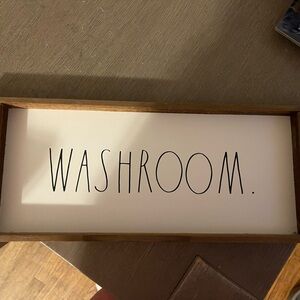 Rae Dunn Brown and White Washroom Sign